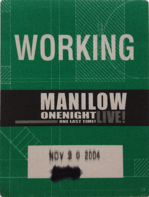 Barry Manilow - 2004 One Night Love Tour Backstage Working Pass