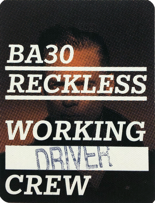 Bryan Adams - BA30 Tour Backstage Working Pass