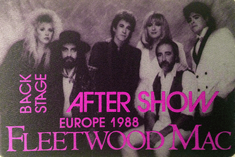 Fleetwood Mac - 1988 Greatest Hits European Tour After Show Pass