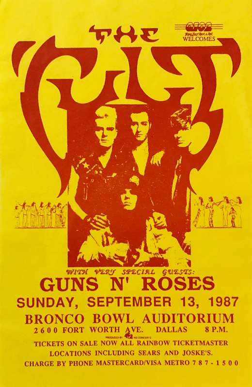 The Cult / Guns N'Roses - Dallas, Texas Handbill