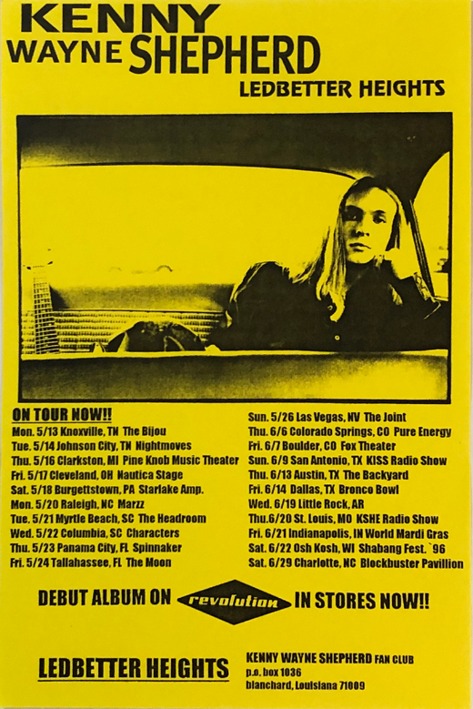 Kenny Wayne Shepherd - Ledbetter Heights 1996 Tour Concert Handbill