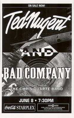 Ted Nugent | Bad Company - Dallas, TX Handbill
