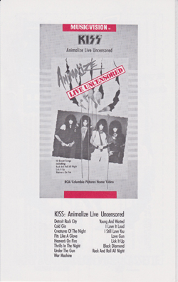 KISS - 1985 Animalize Live Uncensored Pamphlet