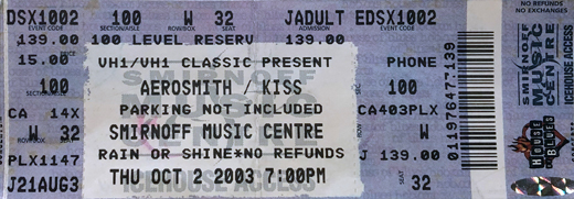 KISS / Aerosmith 10-02-03 Smirnoff Music Center - Dallas, TX