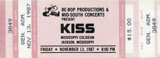 KISS 11-13-87 Mississippi Coliseum - Jackson, MS