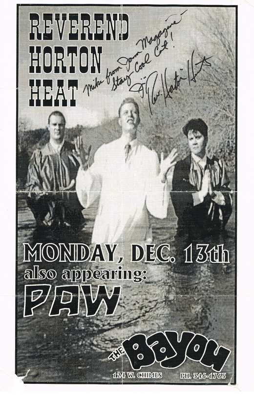 Reverend Horton Heat PAW - Personalized to Mike Autographed Jim Heath 11x17 Concert Poster