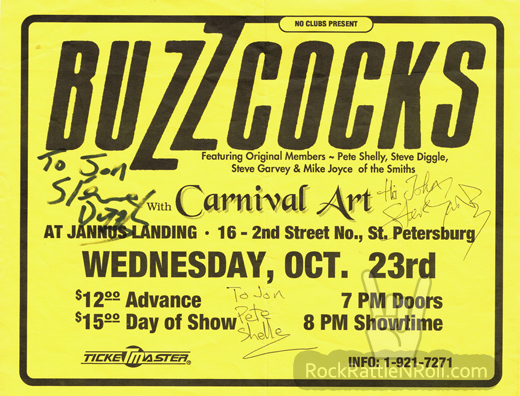 Buzzcocks - 1996 Signed Concert Flyer