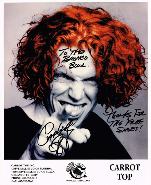 Carrot Top - 8x10 Promo Photo Personalized to The Bronco Bowl