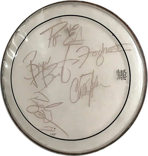 Foghat 20 Inch Remo Drumhead Signed by 2016 Touring Band