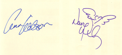 Heart - Ann and Nancy Wilson 2 separate 4x5 autograph paper