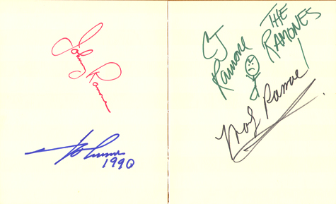 Ramones - Complete Band 2 separate 4x5 Autograph Paper