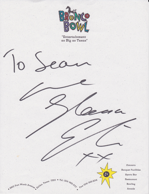 Sheena Easton - Bronco Bowl Stationary Autograph