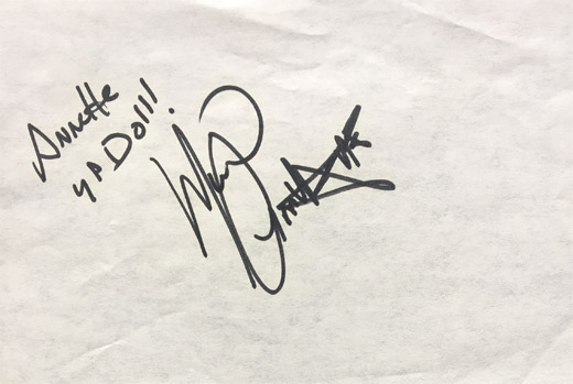 Van Halen - Michael Anthony 3x5 Autographed Paper To Annette