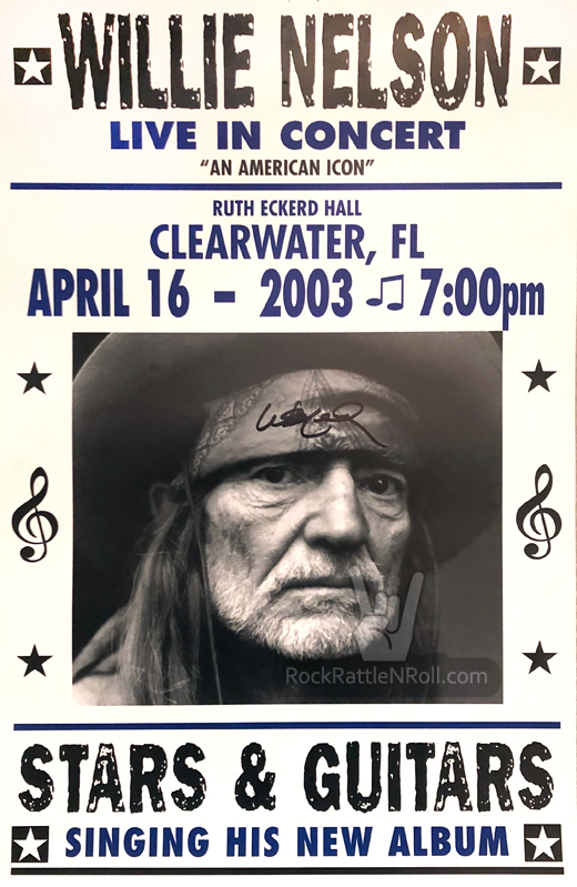 Willie Nelson - Autographed 2003 Clearwater, FL Concert Poster