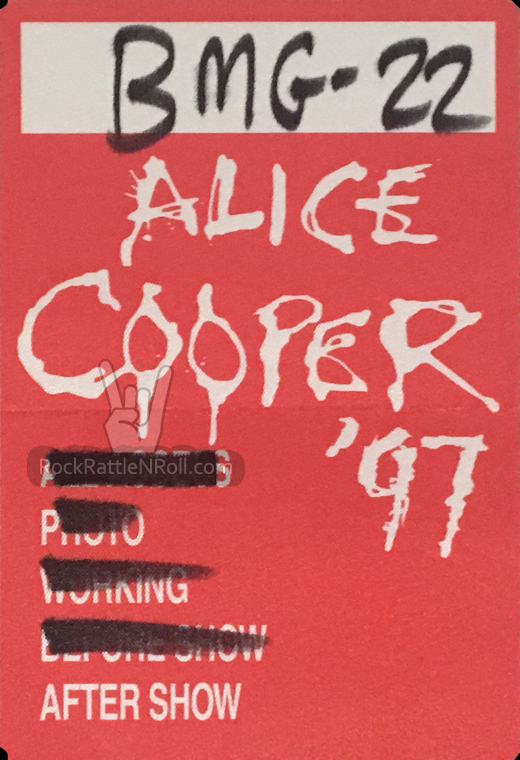 Alice Cooper - 1997 After Show Pass - BMG 22