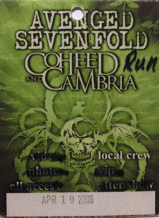 Avenged Sevenfold / Coheed And Cambria - 2006 Tour Backstage Runner Pass