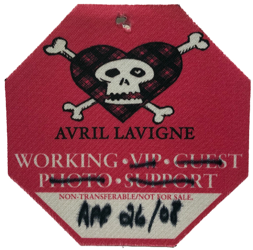 Avril Lavigne - 2008 Tour Backstage Working Pass