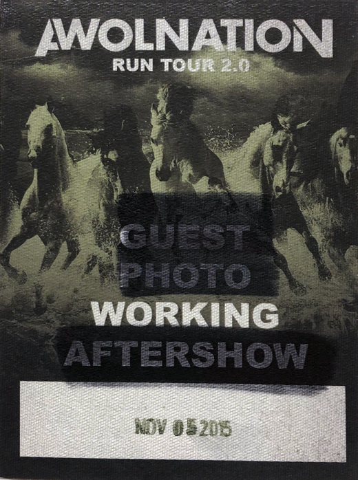 Awolnation - 2015 2.0 Tour Backstage Working Pass