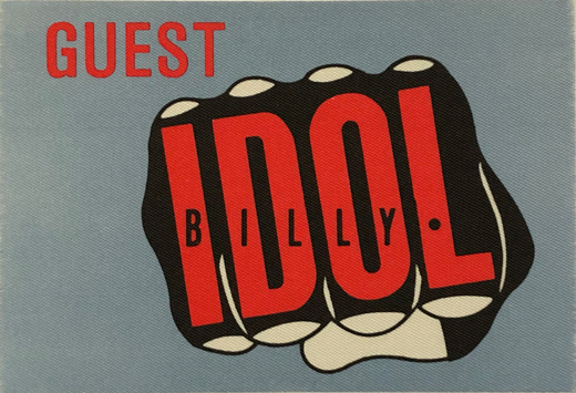 Billy Idol - 1986 Whiplash Smile Tour Guest Pass