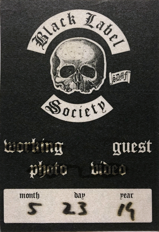 Black Label Society - 2019 Tour Backstage Guest Pass