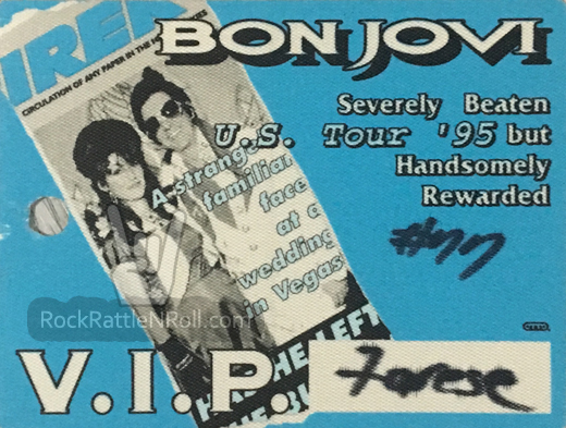 Bon Jovi - 1995 Severely Beaten Tour VIP Backstage Pass