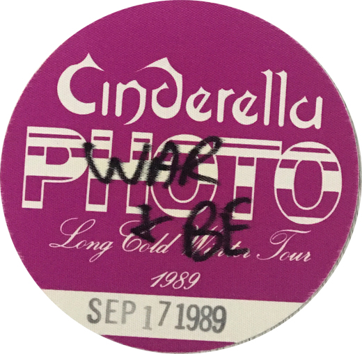 Cinderella - 1989 Long Cold Winter Tour Photo Backstage Pass Warrant