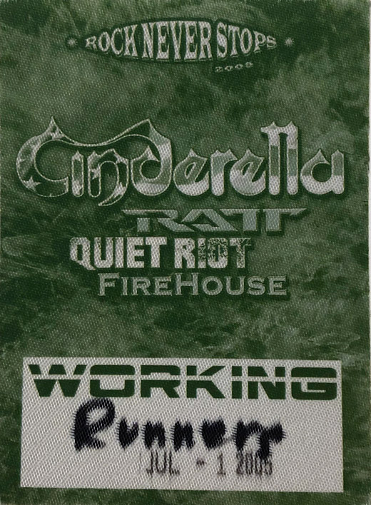 Cinderella - 2006 Rock Never Stops Tour Working Runner Backstage Pass