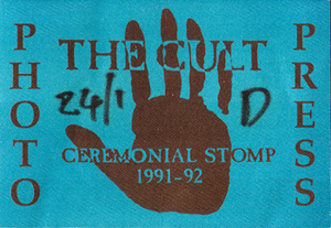 1991-92 The Cult Ceremonial Stomp Tour Photo Pass
