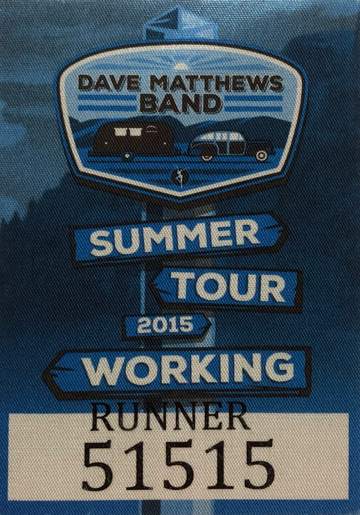 Dave Matthews Band - 2015 Summer Tour Backstage Runner Pass