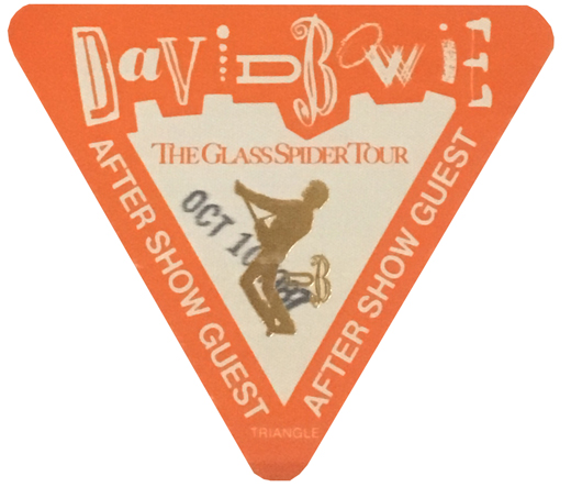 David Bowie - 1987 Glass Spider Tour Aftershow Pass - Orange