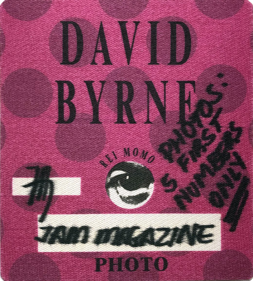 David Byrne - Tour Backstage Photo Pass
