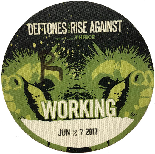 Deftones - 2017 Tour Backstage Working Pass