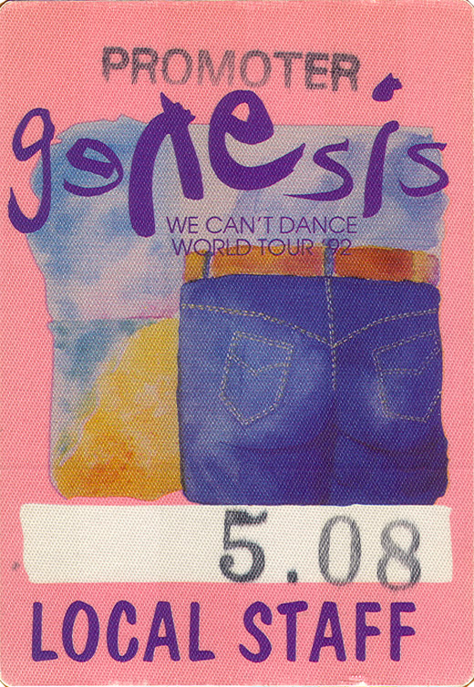 Genesis - 1992 We Can't Dance Tour Backstage Local Staff Pass
