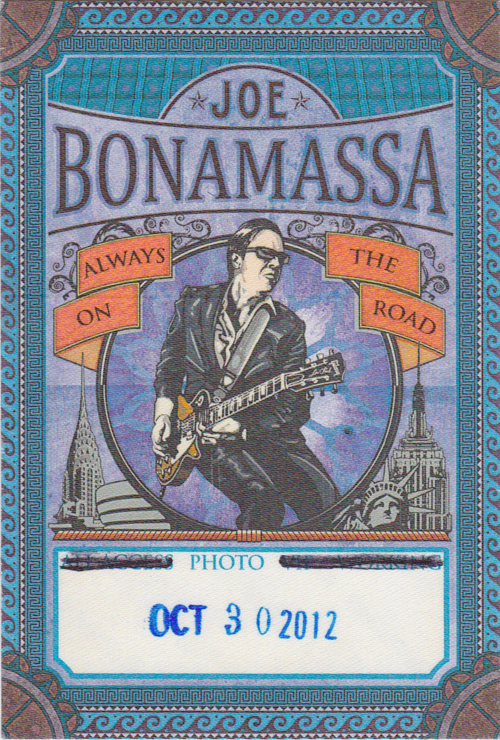 Joe Bonamassa 2012 Tour Photo Pass