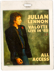 Julian Lennon - 1985 Valotte Crew Tour Laminate Pass