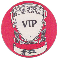 Lynyrd Skynyrd / Rossington Collins Band VIP Pass