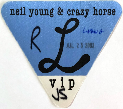 Neil Young & Crazy Horse - 2003 Tour VIP Backstage Pass