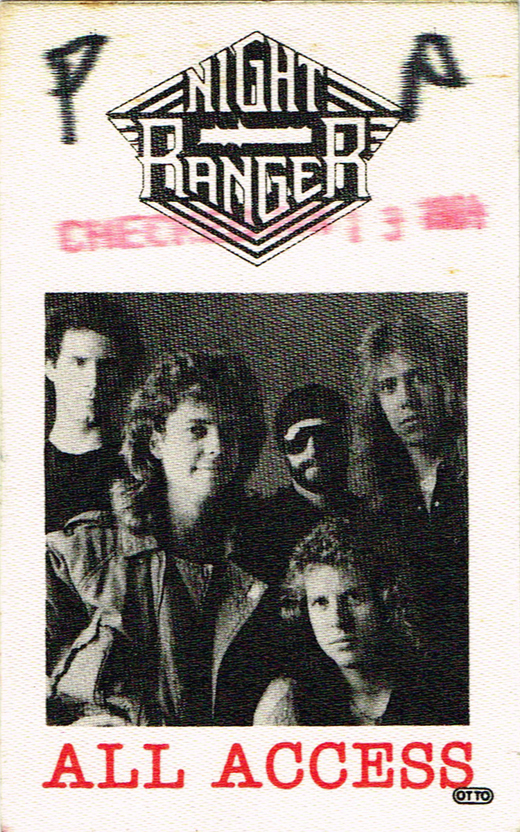 Night Ranger - 1984 Midnight Madness Tour All Access Backstage Pass