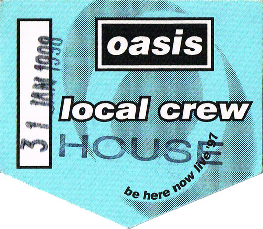 Oasis - 1998 Backstage Local Crew Pass
