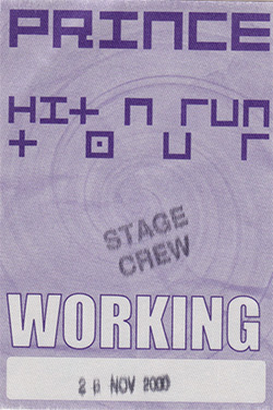 Prince - 2000 Hit and Run Tour Working Pass