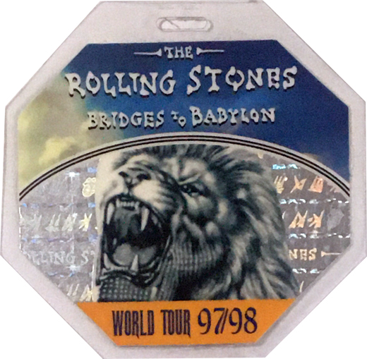 Rolling Stones - 1997 / 98 Bridges To Babylon Tour Laminate Special Guest Pass - JLA