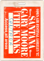 Santana - 1987 Open Air Festival Crew Laminate Pass