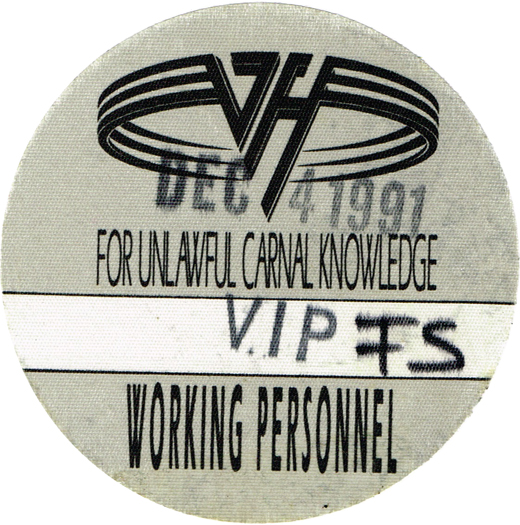 Van Halen - 1991 FUCK Working Personal Backstage Pass