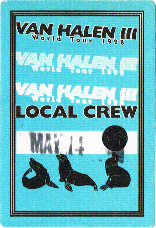 Van Halen - III 1998 World Tour Bakcstage Pass