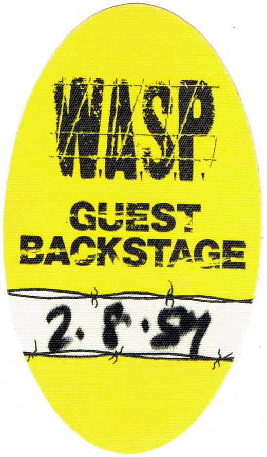 W.A.S.P. - 1989 Tour Backstage Guest Pass