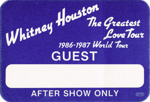 Whitney Houston - 1986-87 Guest Backstage Pass