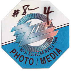 ZZ Top - 1990/91 Recycler Tour Photo Media Pass