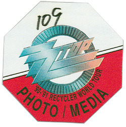 ZZ Top - 1990/91 Recycler Tour Photo Media Pass - Red