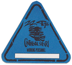 ZZ Top - 2002 Continental Safari Working Personnel Pass