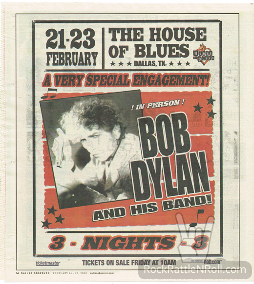 Bob Dylan - 2008 Tour Concert Ad
